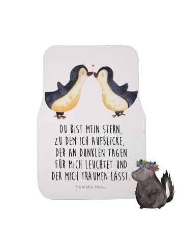 Mr. & Mrs. Panda Fußmatte Auto Pinguin Liebe mit Spruch in Weiß