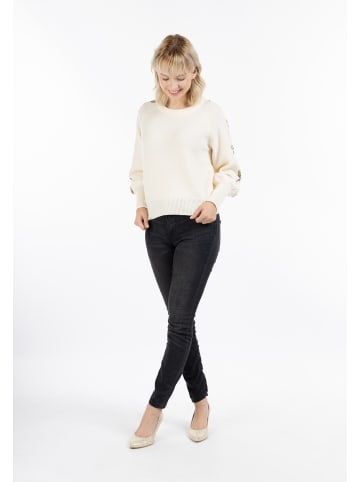 myMo Damen Strickpullover in Wollweiss