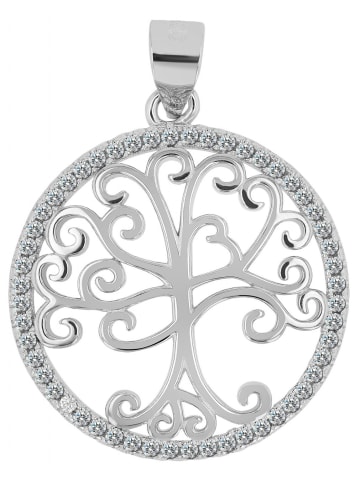 Adeliás Damen Anhänger Lebensbaum aus 925 Silber mit Zirkonia in silber