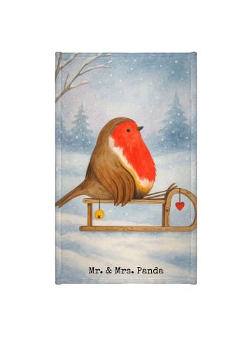 Mr. & Mrs. Panda Gästehandtuch Rotkehlchen Schlitten Design ohne... in Weiß
