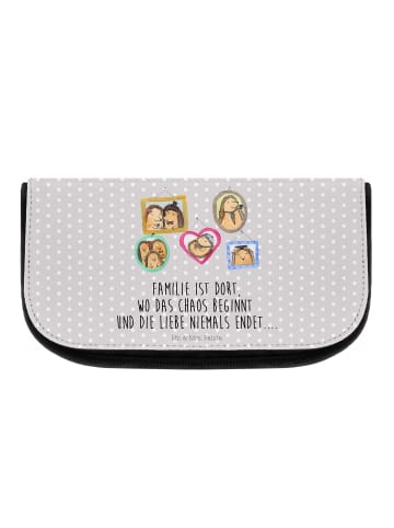 Mr. & Mrs. Panda Kulturtasche Igel Familie mit Spruch in Grau Pastell