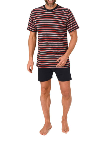 NORMANN Kurzarm Schlafanzug Shorty Pyjama Streifen in marine