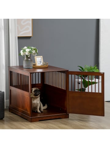 Pawhut Hundekäfig Braun 80,5L x 59,5B x 67,5H cm