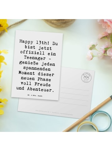 Mr. & Mrs. Panda Postkarte Spruch 13. Geburtstag mit Spruch in Weiß