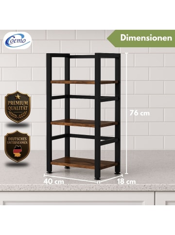 Mein-Regal Küchenregal Vintage aus Holz mit Metallrahmen in Dunkelbraun