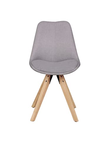 KADIMA DESIGN 2er Set Retro Esszimmerstuhl LIMA Hellgrau Polsterstuhl Stoff-Bezug in Grau