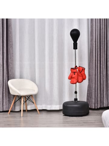 HOMCOM Punchingball-Set,ø48 x H136-154 cm,Schwarz + Rot