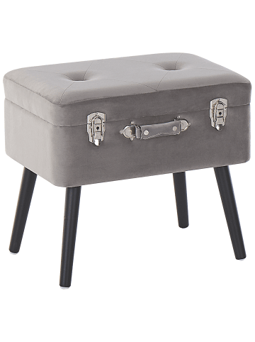 Beliani Hocker MALLARD in Grau/Schwarz - (W) 52 x (H) 46 x (L) 36 cm