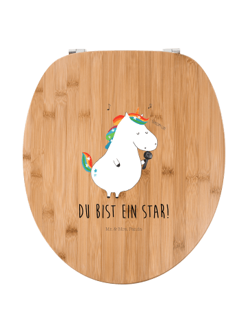 Mr. & Mrs. Panda Holz Toilettendeckel Einhorn Sänger mit Spruch in Braun