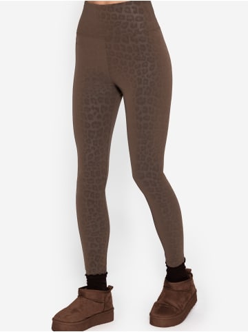 SASSYCLASSY Thermo Kunstleder Leggings mit Leo Print in Braun