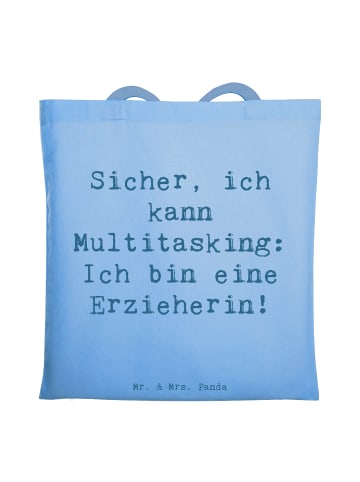 Mr. & Mrs. Panda Jutebeutel Spruch Erzieherin Multitasking mit S... in Sky Blue