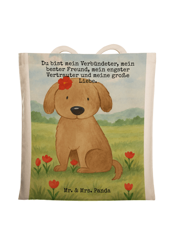 Mr. & Mrs. Panda Shopping Tasche Hund Dame Design mit Spruch in Weiß