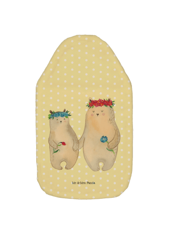 Mr. & Mrs. Panda Wärmflasche Bären mit Blumenkranz ohne Spruch in Gelb Pastell