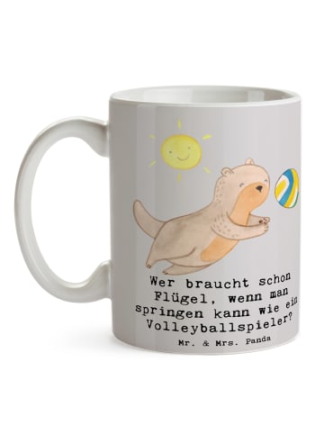 Mr. & Mrs. Panda Teebecher Volleyball Sprung mit Spruch in Grau Pastell