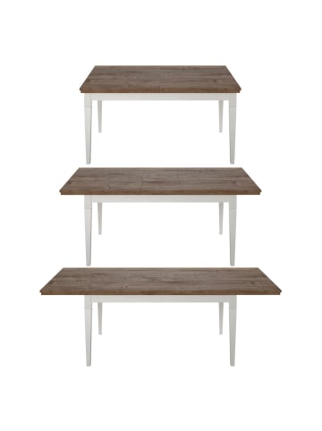 Helvetia Esstisch Evora pinie weiß / Eiche Ribbek 160-240 / 90 / 79cm