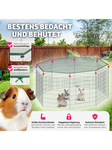 tectake Freilaufgehege  Fluffy Ø 204 x 93 cm , silber