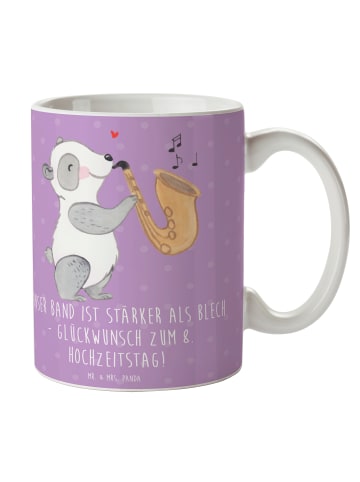 Mr. & Mrs. Panda Kaffeetasse 8. Hochzeitstag Blechhochzeit mit S... in Lavendeltraum