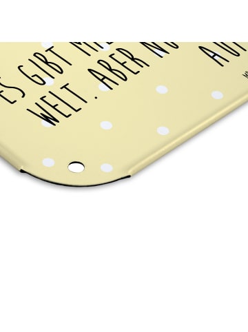 Mr. & Mrs. Panda Blechschild Pinguin mit Kind mit Spruch in Gelb Pastell