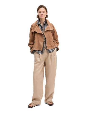 Marc O'Polo Leder-Trenchjacke relaxed in Sandpaper