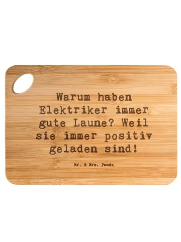 Mr. & Mrs. Panda Snackbrett Spruch Positiver Elektriker mit Spruch in Braun