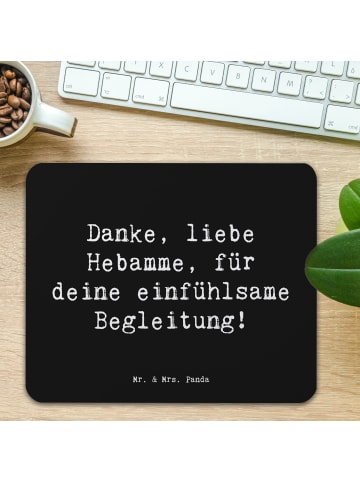 Mr. & Mrs. Panda Mauspad Spruch Liebe Hebamme mit Spruch in Schwarz