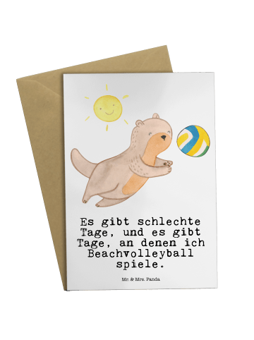 Mr. & Mrs. Panda Beileidskarte Otter Beachvolleyball mit Spruch in Weiß