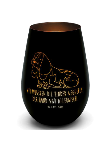 Mr. & Mrs. Panda Kerzenhalter Hund Basset Hound mit Spruch in Schwarz