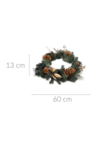 Home&Styling Collection Weihnachtskranz, goldene Details in Grün, Ø 60 x (H) 13 cm