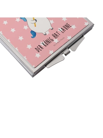 Mr. & Mrs. Panda Schminkspiegel Einhorn König mit Schwert mit Sp... in Rot Pastell