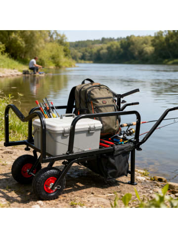 relaxdays Angelwagen-Transportwagen "2-Rad" in Schwarz - (B)145 x (H)65 x (T)55 cm