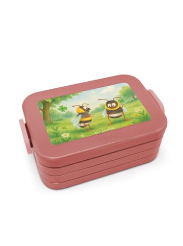 Mr. & Mrs. Panda Brotdose Bienen Paar Design ohne Spruch in Rot Pastell