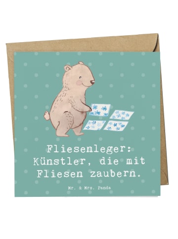 Mr. & Mrs. Panda Deluxe Karte Fliesenleger Künstler mit Spruch in Meeresbrise
