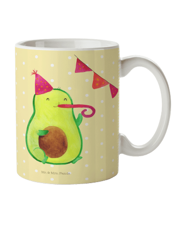 Mr. & Mrs. Panda Becher Avocado Geburtstag ohne Spruch in Gelb Pastell