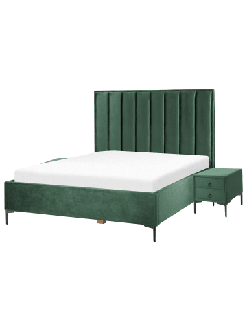 Beliani Schlafzimmer Set SEZANNE in Grün/Schwarz 170x215x142 cm