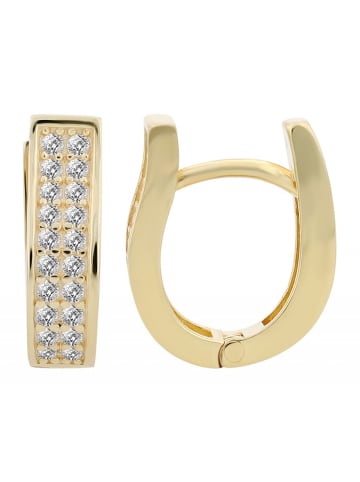 Adeliás Damen Creolen aus 925 Silber mit Zirkonia in gold