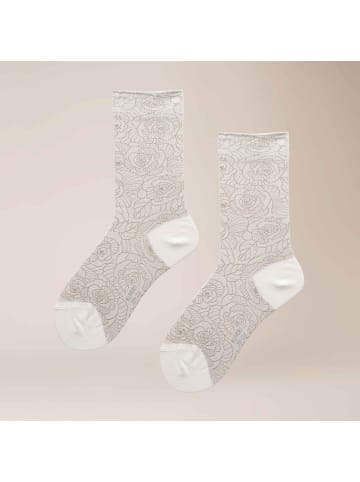 Kunert Socken Fantastic Rose Blumenmuster in offwhite