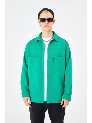 Megaman Hemdjacke Oversize Fit Übergangsjacke in Grün