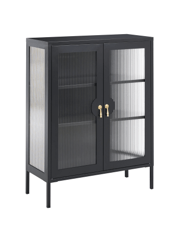 Beliani Büroschrank GLEORA in Schwarz - (W) 80 x (H) 105 x (L) 35 cm