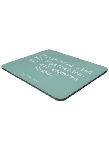 Mr. & Mrs. Panda Mouse Pad Spruch Triathlon Superheld mit Spruch in Meeresbrise