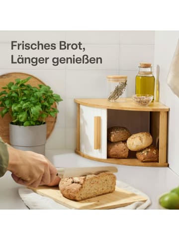 Praknu Brotkasten Ecke Holz mit Schiebetür – Platzsparende Brotbox