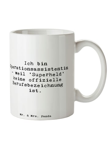 Mr. & Mrs. Panda Tasse Operationsassistentin Heldin mit Spruch in Weiß