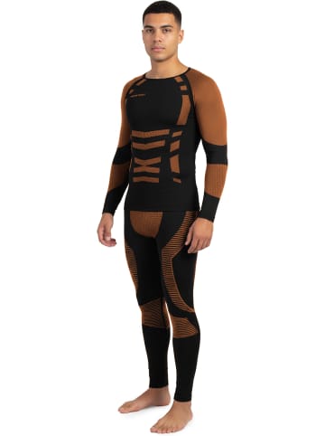 normani 2x Herren Thermo Langarmshirt in Orange/Schwarz