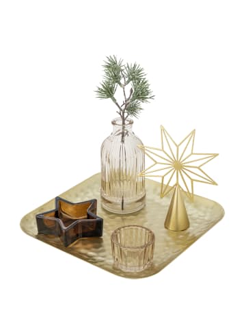Bloomingville Sanga Tablett mit Teelichthaltern aus Weihnachten aus quadratisch in gold
