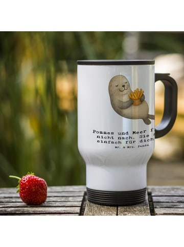 Mr. & Mrs. Panda To Go Becher Robbe Pommes mit Spruch in Weiß