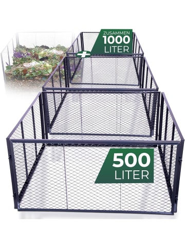 Novatool Novatool 2X Garten-Komposter Metall 500L+1000L, mit erweiterbarem Stec in Silber