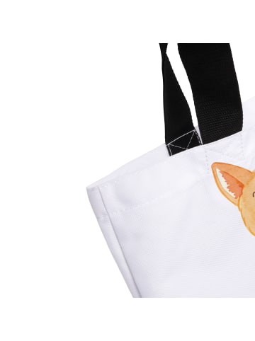 Mr. & Mrs. Panda Strandtasche Corgi Po mit Spruch in Weiß