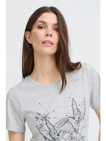 Pulz Kurzarm-Bluse PZADABELLE Regular fit in MEDIUM GREY MELANGE