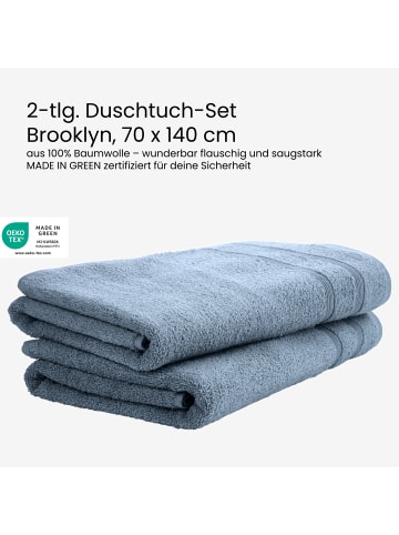 UNCOVER BY SCHIESSER Duschtücher Brooklyn 2er Pack in Hellblau