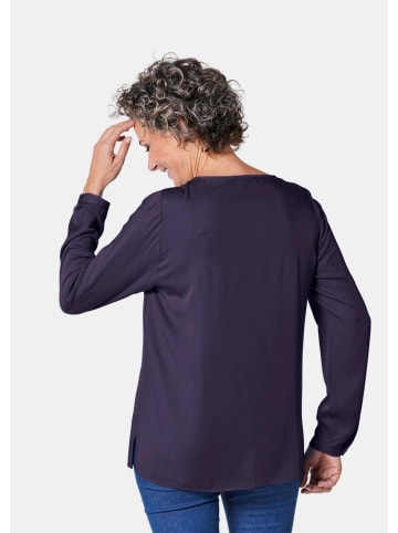 GOLDNER Kurzgröße:  Figurschmeichelnde Schlupfbluse mit modischer Kragenverarbeitung in marine