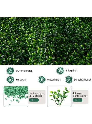COSTWAY Künstliche Hecke Pflanzenwand 12 Stk. 50x50cm in Grün